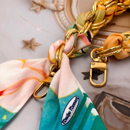 AGEN KGEN Phone Charms with Scarf Gold Metal Phone Lanyard Wrist Strap - color: Colorful