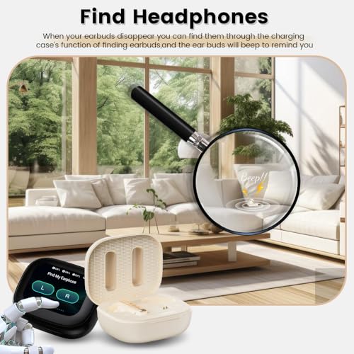Wireless Earbuds with Touch Screen, Bluetooth 5.4 Headphones, ANC Noise Cancelling, 60H HiFi Stereo Bluetooth Ear Buds with 5 EQ Modes, IPX7 Earphones for Sports/Workout/Gym