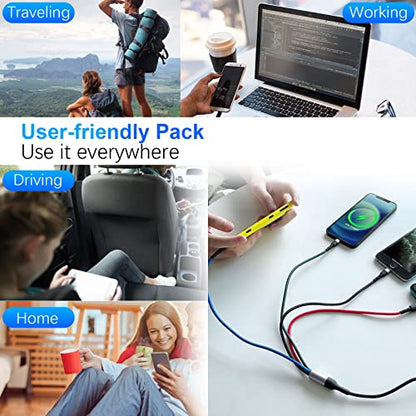 Multi Charging Cable10ft Multi Phone Charger Cable Braided Universal 4 in 1 Charging Cord Extra Long Multiple USB C Cable with IP/USB C C/Micro USB Charger Cables for iPhone/Pad/Galaxy/Pixel and More