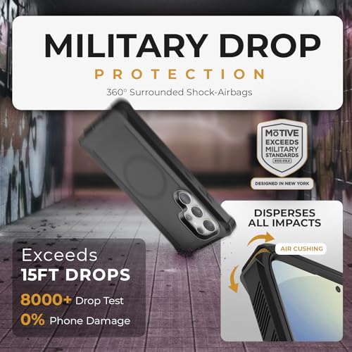 MOTIVE Heavy Duty Case for Samsung Galaxy s25 Ultra, Belt Clip | 6.9" | Bunker Series, Military Grade Multi-Layer Protection, PC/TPU Build, Sealed Port Cover, Compatible with MagSafe Qi2 Charging - size: s25 Ultra