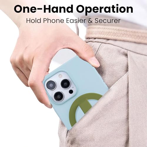 Magnetic Silicone Ring Grip Phone Holder, Loop Grip Phone Holder,Magnetic Phone Loop,Magsafe Phone Grip,Compatible with Magsafe for iPhone 16/15/14/13/12 Series (Wasabi Green) - color: Wasabi Green