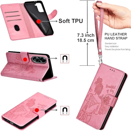 for Samsung Galaxy S26 5G Wallet case, Pink-Girl | 3 Card Holders, Kickstand, Shockproof TPU Shell, PU Leather, Magnetic Closure, Protective Flip Folio Cover, Women - color: 1