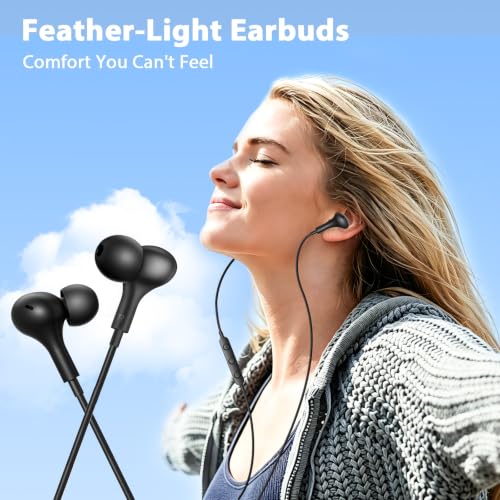 iMangoo for Apple MFi-Certified Lightning Wired Earbuds Headphones with Mic - color: Black