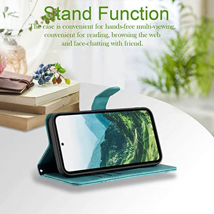 for Samsung S21 Case Wallet Card Holder Strap (Green) | PU Leather Pattern, Card Slots, Cash Pocket, Kickstand, Magnetic Closure, Flip Cover, TPU Inner, Shockproof Protective - color: Green