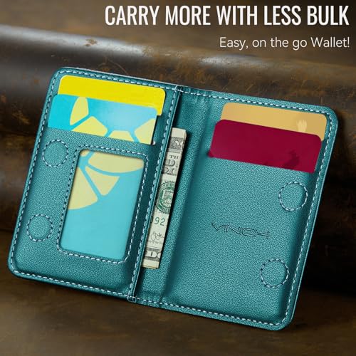 Vinich for MagSafe Wallet Magnetic RFID Blocking Card Holder, Bluish Green - color: Bluish Green