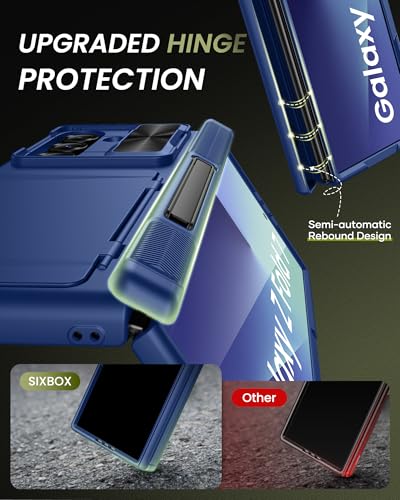 for Samsung Galaxy Z Fold 7 Case Stand, Built-in & Camera Cover & Card Holder & Hinge Protection & Screen Protector, Wallet Rugged Full Body Protective Phone Case for Galaxy Z Fold 7 2025, Blue - color: Blue-Z
