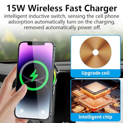 Car Magnetic Phone Mount for Toyota Grand Highlander 2024 2025 2026 and Grand Highlander Hybrid 2024-2026 Auto Accessories Best Cellphone Holder Fast 15W Wireless Charger Cell Phones Charging Stand