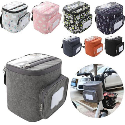 Electric Scooter Front Bag - Waterproof Oxford Cloth Organizer with Phone Touch Pocket, Gray, 8.3"x7.5" / 21x19 cm - color: Gray