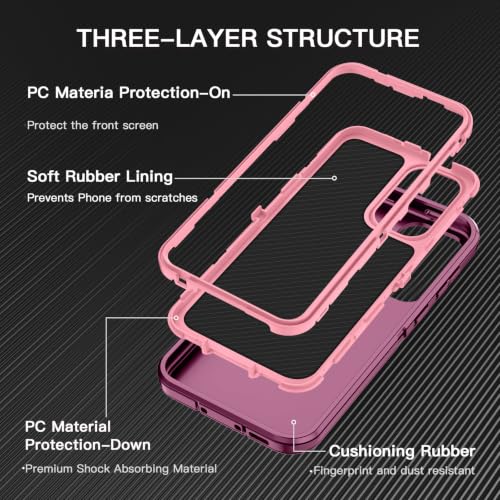 I-HONVA for Samsung Galaxy A37 5G Case Shockproof Dust/Drop Proof 3-Layer Full Body Protection [Without Screen Protector] Rugged Heavy Duty Cover Case for Galaxy A37 5G,Purple/Pink - color: Purple/Pink