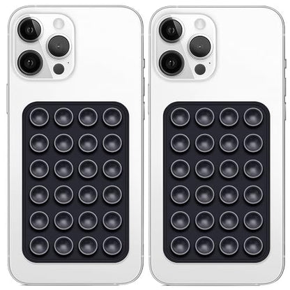Anteel 2 Pack Silicone Suction Phone Case Mount, Non Slip Sticky Grip for Cellphone, Silicon Adhesive Suction Cup Mount, Strong Grip Holder for Selfies and Videos (Black) - color: Black