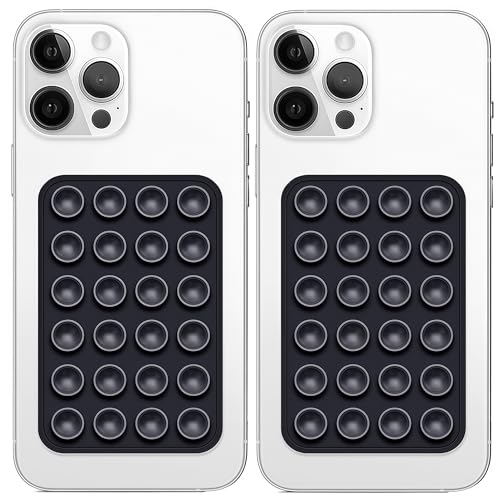 Anteel 2 Pack Silicone Suction Phone Case Mount, Non Slip Sticky Grip for Cellphone, Silicon Adhesive Suction Cup Mount, Strong Grip Holder for Selfies and Videos (Black) - color: Black