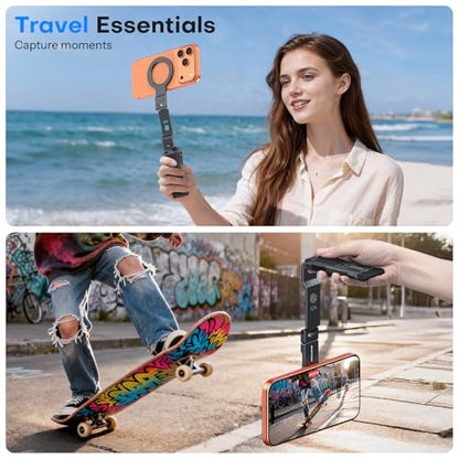OMOTON TP03 [Ultra-Slim] 360° Rotating for MagSafe Tripod Stand with Hook - color: 1-Black