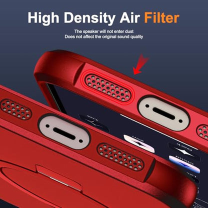 SKYLMW Compatible with iPhone 16e/17e Case with Stand,Red | iPhone 16e Case iPhone 17e Case 6.1",Magnetic Ring Stand,Compatible with MagSafe,Military-Grade Protection,Great Grip Feeling - color: Red, size: Iphone 16e & Iphone 17e