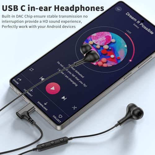 USB C Headphones Earbuds Wired for iPhone 17 18 Pro Max 16 16e/iPad - color: Black