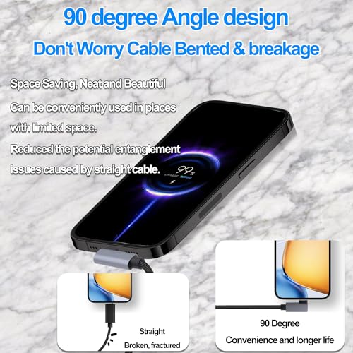 USB3.0 to Type-C OTG Adapter Cable 5GB Right Angled USB C Male to USB A Female Charge Data Transfer Connector Cable for Phone Laptop Tablet -30CM/1FT, 2 Pack (Left/Right Angle)