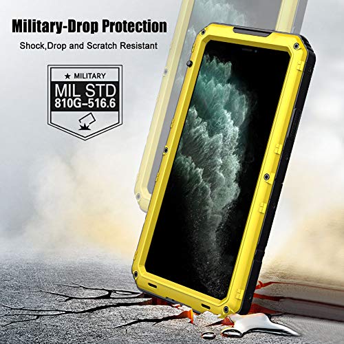 Beasyjoy for iPhone 11 Pro Max Case Waterproof Metal Case Heavy Duty Built-in Screen Full Body Protective Shockproof Military Grade Yellow - color: Yellow, size: iPhone 11 Pro Max