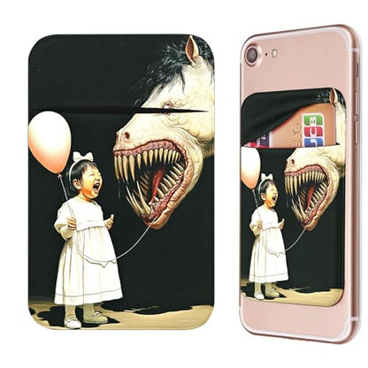 Phone Credit Card Holder Stick on, Cell Phone Pocket Self Adhesive Stretchy Stick on Wallet ID Credit Card Case Pouch Sleeve with Flap for All Smartphones, Girl Horse - color: Girl Horse