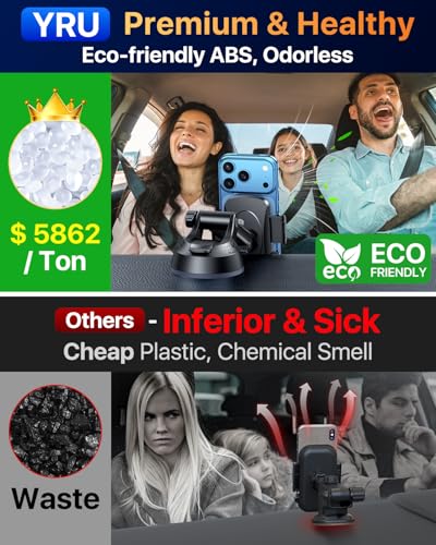 YRU【True Military-Grade Safety & Patent Certs】360°Rotation Car Phone Holder【100+LBS Strong Suction & Clip】Windshield Dash Vent Cell Phone Mount Cradle for iPhone17 16 Pro Max Truck Samsung, Dark Blue - color: Dark Blue