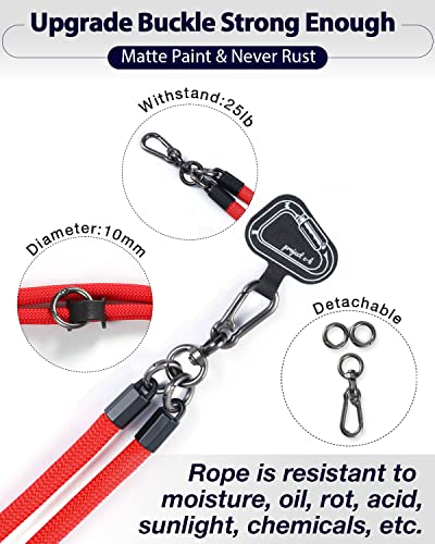 Cell Phone Lanyard ×1, Tether Tab ×2, Universal Adjustable Phone Strap, Crossbody, Neck Phone Lanyard, Rope Strap - color: Red