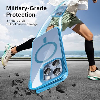 Supdeal Magnetic Clear Case for iPhone 13 Pro Max, [Compatible with MagSafe] [Non Slip Bumper & Not Yellowing] Military Grade Shockproof Transparent Silicone Phone Cover, 6.7", Blue - color: Blue, size: iPhone 13 Pro Max