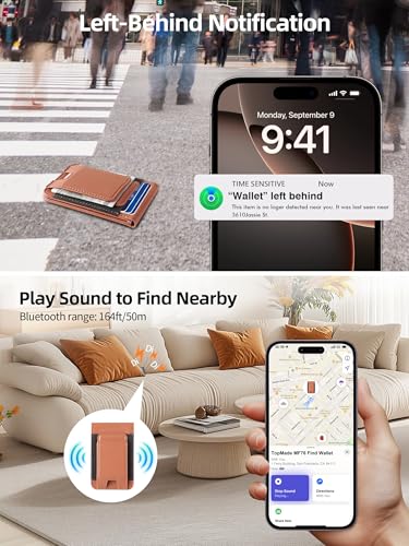 for MagSafe Wallet Tracker with Money Clip, Works with Apple Find My, Brown - color: Brown Find My