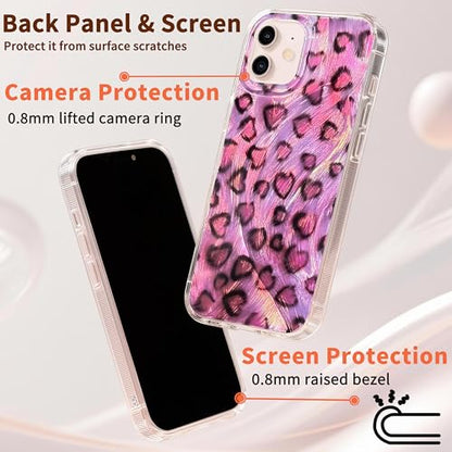 Compatible with iPhone 11 Case,with [Soft Slim][Camera Protection] Cute Leopard Print Love Shiny Aesthetic Phone Cover Anti-Yellowing Shockproof Protective Cover for Women Girl-Pink - color: Leopard Print Love, size: iPhone 11