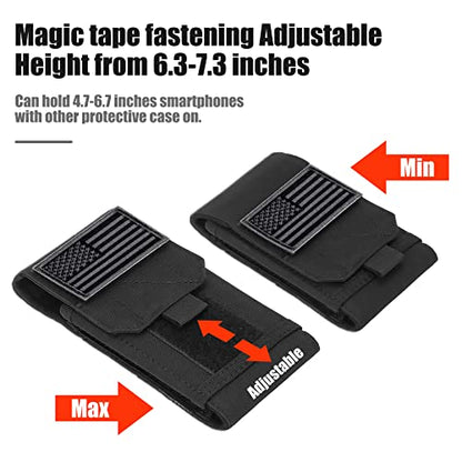 Tactical Molle Phone Cover Case, Heavy Duty Loop Belt Holster Pouch with Flag Patch for iPhone 17 Pro Max/Air/17 Pro/17/16 Pro Max/15 Pro Max/14 Pro Max/13 Pro Max, for Galaxy S26 Ultra - color: Gray