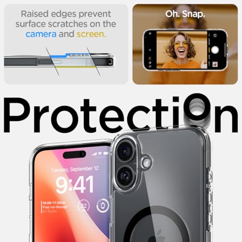 Spigen for iPhone 16 Plus Case, Ultra Hybrid MagFit [Anti-Yellowing] [Compatible with Magsafe] - Clear Black - color: Clear Black, size: iPhone 16 Plus