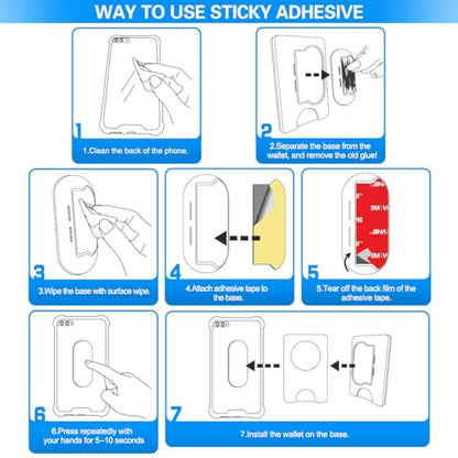 volport 10pcs Sticky Adhesive Replacement for Pops Wallet+ & Wallet Plus Base, Socket Wallet Case Back Sticker Pads, Double-Sided High Stickiness Strip Tapes Piece for Cell Phone Wallet Card Holder