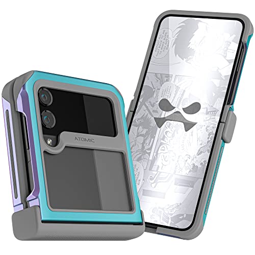 Ghostek Atomic Slim Galaxy Z Flip 4 Case - Clear Back with Iridescent Aluminum Bumper, Shockproof & Dual-Layer Protective Phone Case, Phone Cover Designed for 2022 Samsung Z Flip 4 (6.7") (Prismatic) - color: Prismatic, size: Galaxy Z Flip 4