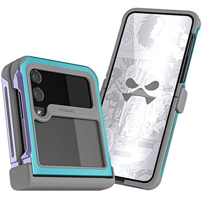 Ghostek Atomic Slim Galaxy Z Flip 4 Case - Clear Back with Iridescent Aluminum Bumper, Shockproof & Dual-Layer Protective Phone Case, Phone Cover Designed for 2022 Samsung Z Flip 4 (6.7") (Prismatic) - color: Prismatic, size: Galaxy Z Flip 4
