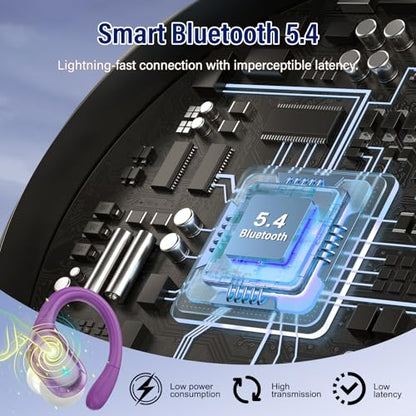 Bluetooth 5.4 Headphones Wireless Earbuds Sports, 75Hrs Bass Hi-Fi Stereo - color: Y-Starry Deep Purple