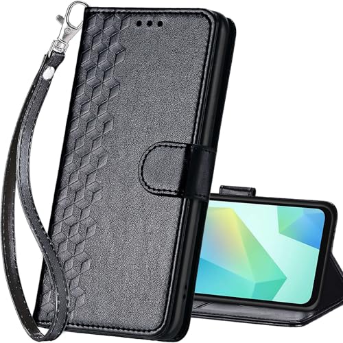 for Samsung Galaxy A16 5G Wallet case, Black-Cube | 3 Card Holders, Kickstand, Shockproof TPU Shell, PU Leather, Magnetic Closure, Protective Flip Folio Cover, Women - color: 4