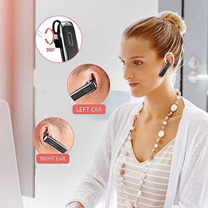 Bluetooth Headset, Hands-Free Wreless Bluetooth Earpiece with 18 Hours Playtime and Noise Cancelling Mic for iPhone Samsung Android Cell Phone Truck Driver - Black - color: Black