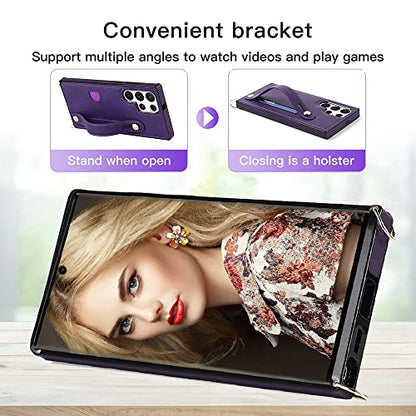 CCSmall Crossbody Case for Samsung Galaxy S23 Ultra w Card Holder KB Purple - color: Purple, size: Galaxy S23 Ultra