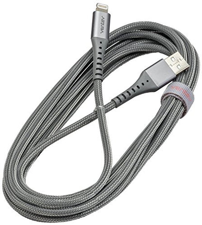 Ventev ChargeSync Apple Lightning Cable | Rapid Charging to 2.4A/12W at Max Rates, Mfi Certified, Brushed Aluminum Housing, No-Fray Durability, Designed for Cases | 10Ft Grey - size: 10ft