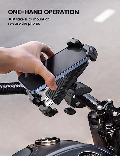 Lamicall Motorcycle Bike Phone Holder with Upgrade Quick Install Bar Clip - color: Black
