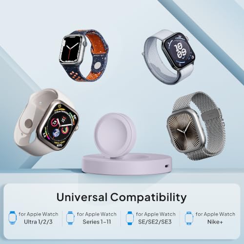 Elebase 5W for Apple Watch Ultra 3 Charger Dock Fast Charging Stand USBC - color: Purple