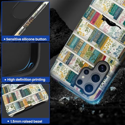 Compatible with Samsung Galaxy S26 Ultra Case,Glossy Case All-Round Protection Shockproof Anti-Scratches TPU Cover,Cases for Man Woman-Book Shelf Flower Plants Cat - color: Book Shelf Flower Plants Cat, size: Galaxy S26 Ultra