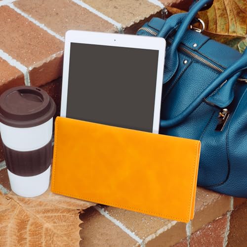 CoBak Checkbook Cover for Women & Men - PU Leather Case with RFID Blocking | Classic Design Check Book Holder for Personal and Business - color: Bourbon