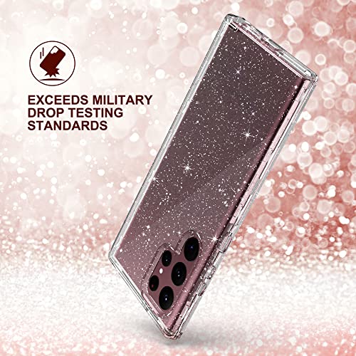 ULAK Compatible with Galaxy S22 Ultra 5G Case Heavy Duty, Clear Glitter | Shockproof Hybrid Soft TPU Bumper Drop Protection Transparent Phone Case for Galaxy S22 Ultra 5G 6.8 inch - color: Clear Glitter