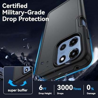 for Motorola Moto G 5G 2025/2026 Case with HD Screen Protector, Moto G Play 2026 Heavy Duty Shockproof Military Grade Full Body Protection Phone Cover (Black) - color: Black