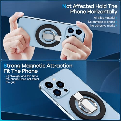 Professional Phone Ring Holder Adjustable Magnetic Kickstand iPhone 11 12 13 14 15 16 17 Pro Max Samsung Galaxy Business Anti-Drop Grip Rotation Wireless Charging Compatible Durable Black - color: Black Metal Holder