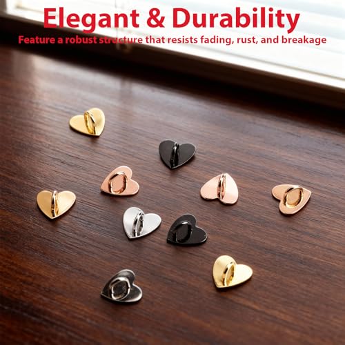 10 Pcs Metal Phone Charm Hook Adhesive Cell Phone Finger Ring Holder Loop Grip for Pad Phone Tablet Chain DIY Supplies Accessories Decorations (Heart)