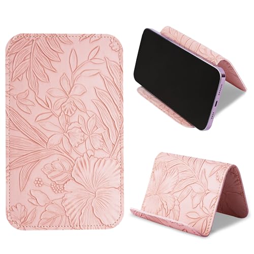 Airplane Travel Essentials for Flying Flex Flap Cell Phone Holder & Flexible Tablet Stand for Desk, Bed, Treadmill, Home & in-Flight Airplane Travel Accessories(1-Carved Pink) - color: 1-Carved Pink