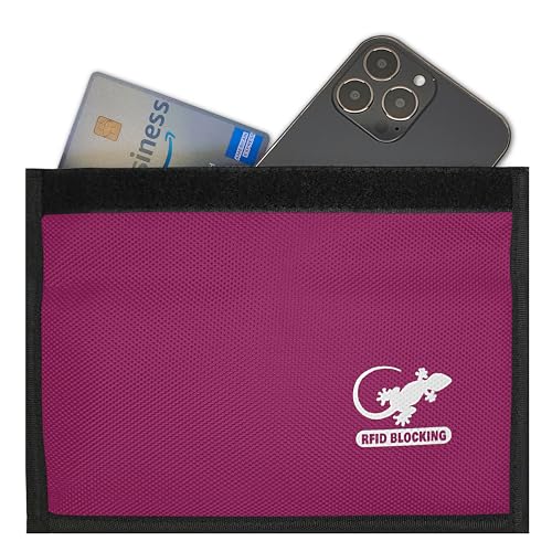 Gecko Travel Tech Faraday Bag Anti-Tracking GPS RFID Car Key Signal Blocker Wallet Shielding Pouch Protective Case for Cell Phone Car Key FOB, Data Privacy, Electronic Device Security (PINK - NYLON) - color: PINK - NYLON