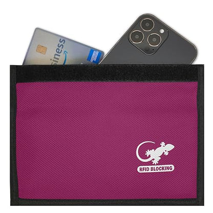 Gecko Travel Tech Faraday Bag Anti-Tracking GPS RFID Car Key Signal Blocker Wallet Shielding Pouch Protective Case for Cell Phone Car Key FOB, Data Privacy, Electronic Device Security (PINK - NYLON) - color: PINK - NYLON