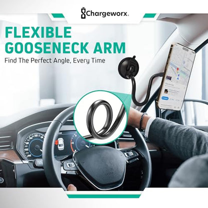 MagSafe Car Mount, Magnetic Car Phone Holder, 14" Gooseneck & Suction Cup - style: Magnetic
