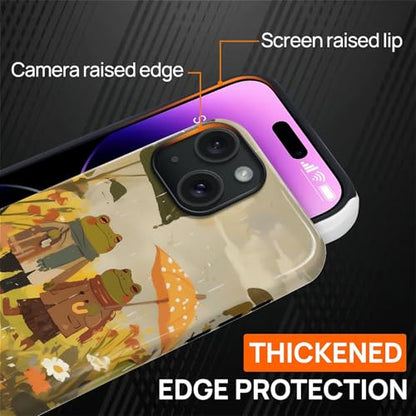 Magnetic for iPhone 15 Case,[Compatible with Magsafe] Dual Layer Protective Heavy Duty Shockproof Rugged Drop Protection Bumper Hybrid Case - Rain Frog and Toad - color: Rain Frog and Toad, size: iPhone 15