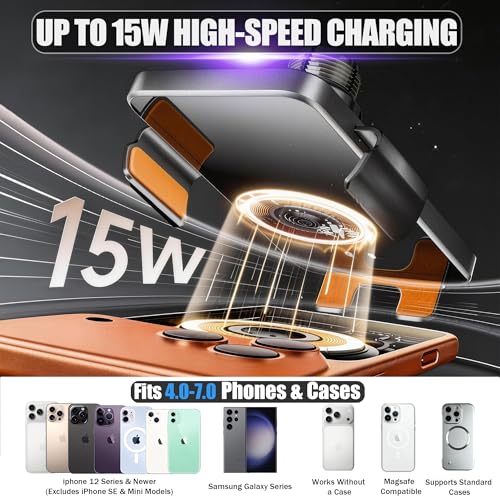 Car Phone Mount for 2019-2025 Toyota RAV4, Smart Auto-Clamping for 7/8" Screen Only (LE/XLE/Adventure), 15W Wireless Fast Charging, Premium Aluminum Holder, Without Blocking Airflow (Not Fit 9/10.5") - size: for Toyota RAV4 | 2019-2025